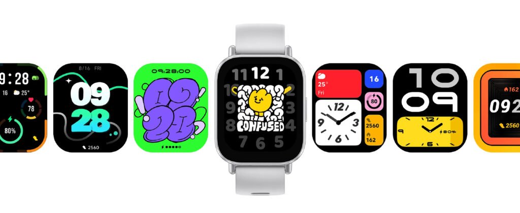 Esferas digitales personalizables del reloj inteligente con diseños coloridos y funcionales