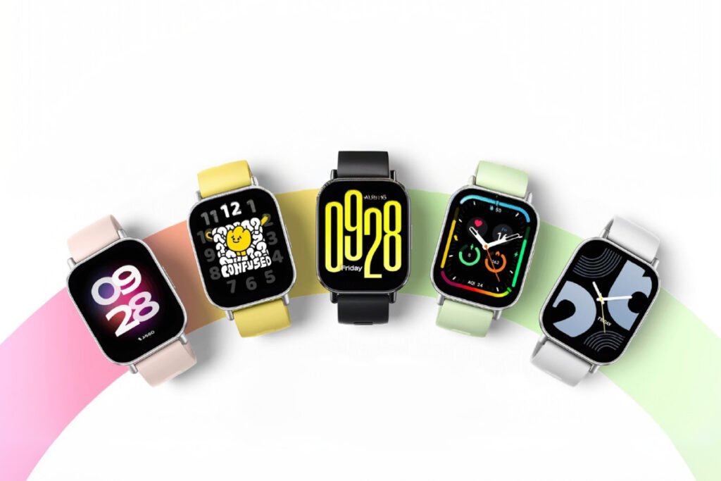 Modelos del reloj inteligente Xiaomi Redmi Watch 5 Active en varios colores y diseños de esfera