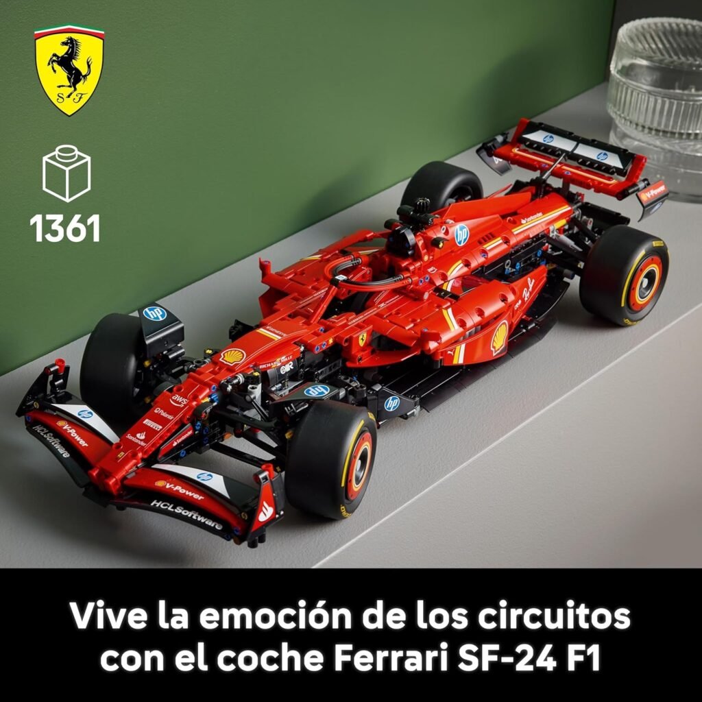 Modelo LEGO Technic Ferrari SF-24 F1 con 1361 piezas, diseñado para vivir la emoción de los circuitos