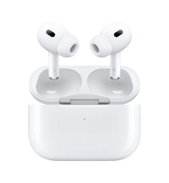 Apple AirPods Pro 2 con estuche MagSafe abierto – auriculares inalámbricos blancos