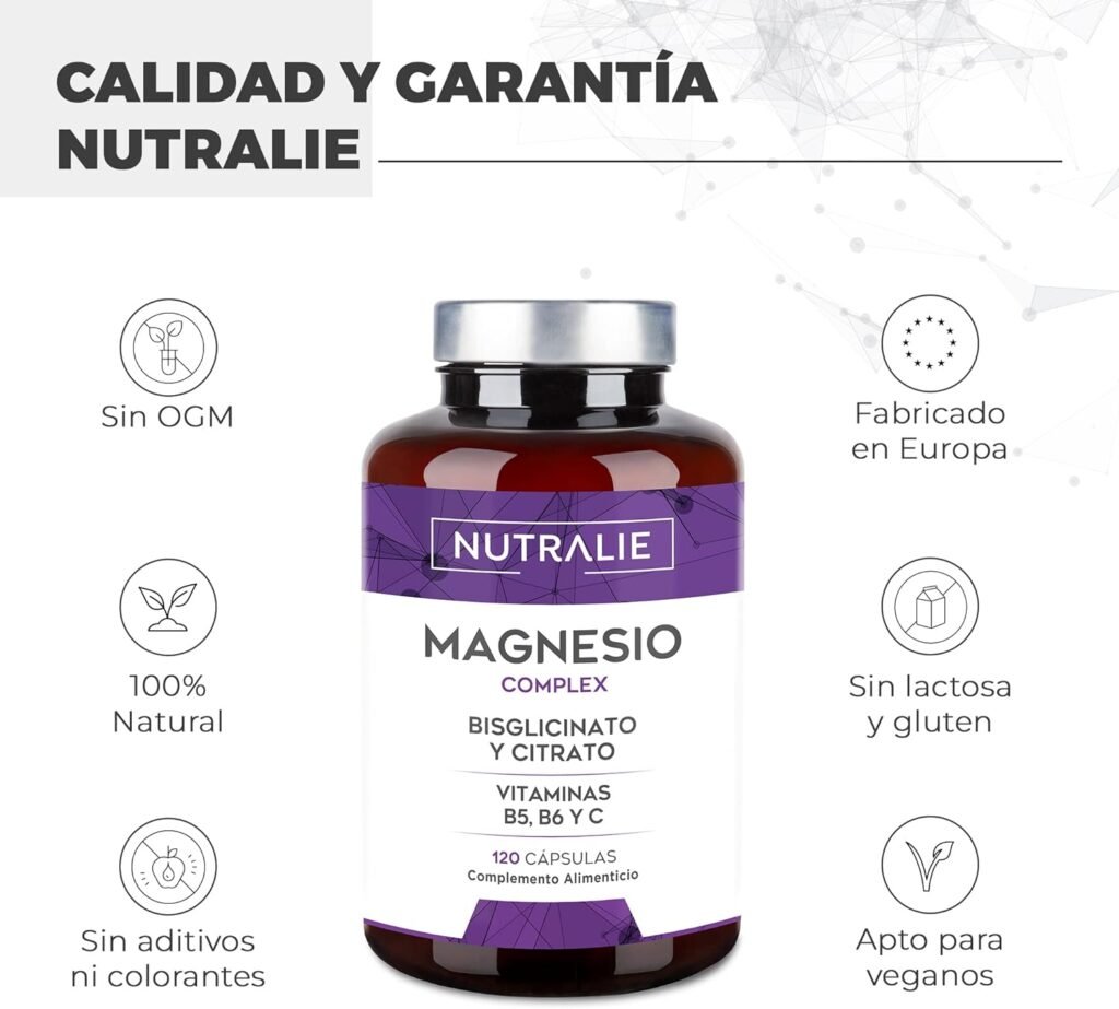 Características del suplemento Nutralie: sin OGM, sin gluten ni lactosa, apto para veganos, natural y fabricado en Europa