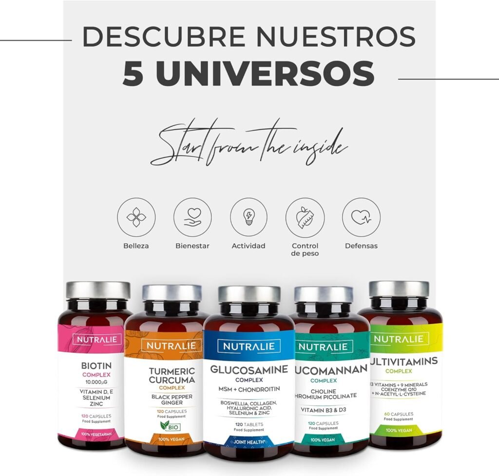 Gama completa de suplementos Nutralie para bienestar, belleza, energía y defensas con fórmulas naturales