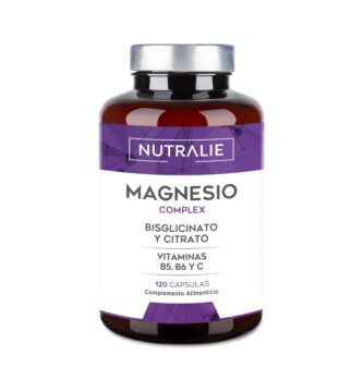 Frasco de Magnesio Complex Nutralie con bisglicinato y citrato, vitaminas B5, B6 y C