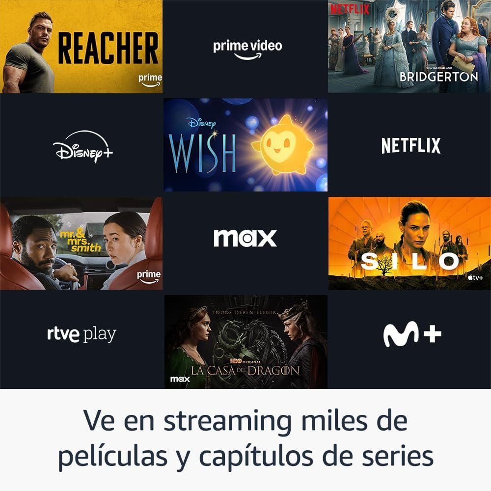 Apps de streaming compatibles con Fire TV Stick 4K como Prime Video, Netflix, Disney+, Max, Movistar Plus y más