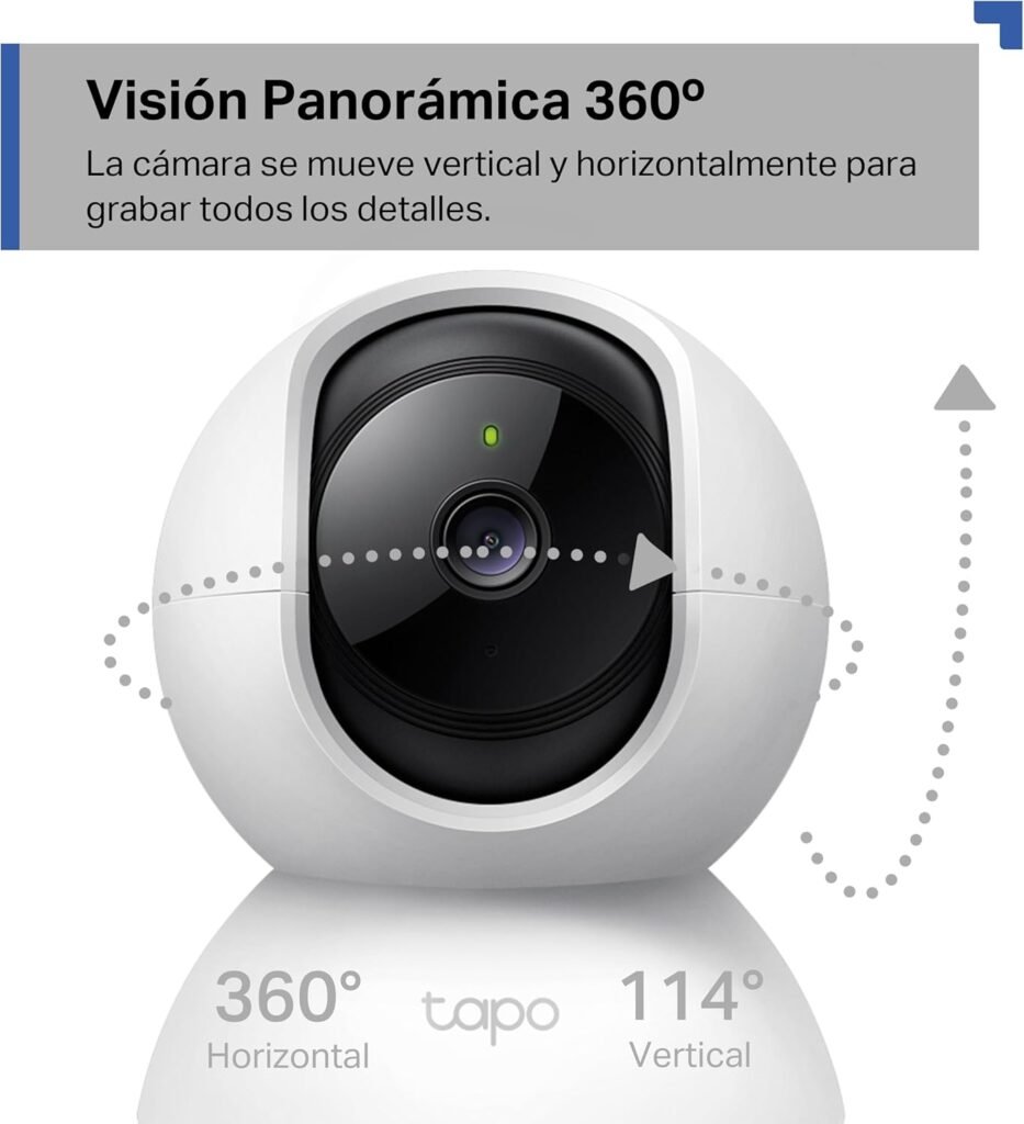 Cámara vigilancia inteligente TP-Link Tapo C200 con visión panorámica de 360° horizontal y 114° vertical